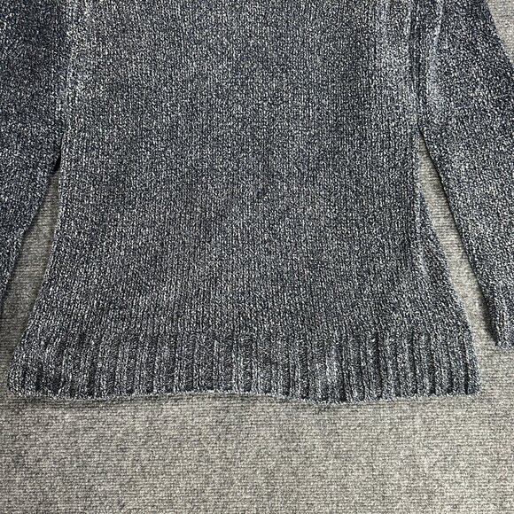 Orvis Sweater Womens Small Blue Chenille Knit Long Sleeve Split Hem V Neck - Picture 3 of 8